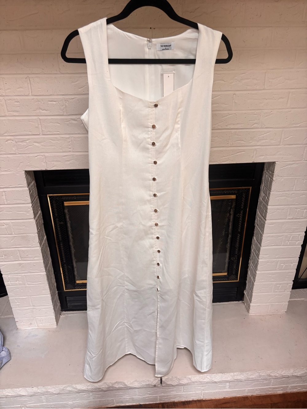 Workshop Republic Clothing White Button-Front Midi Dress